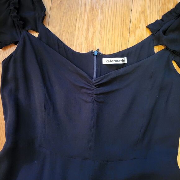 Reformation Butterfly Dress in Black, Off-Shoulder or On. So beautiful! Sz 12 - Picture 8 of 15